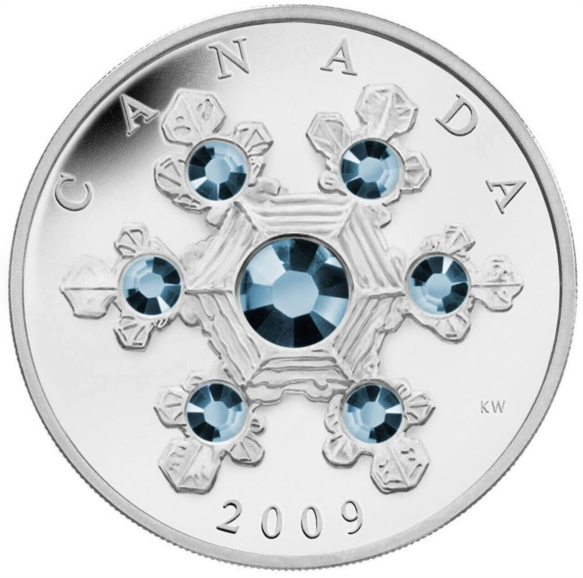 1 Oz Silver Coin 2009 $20 Canada Blue Crystal Snowflake Swarovski-classypw.com-1