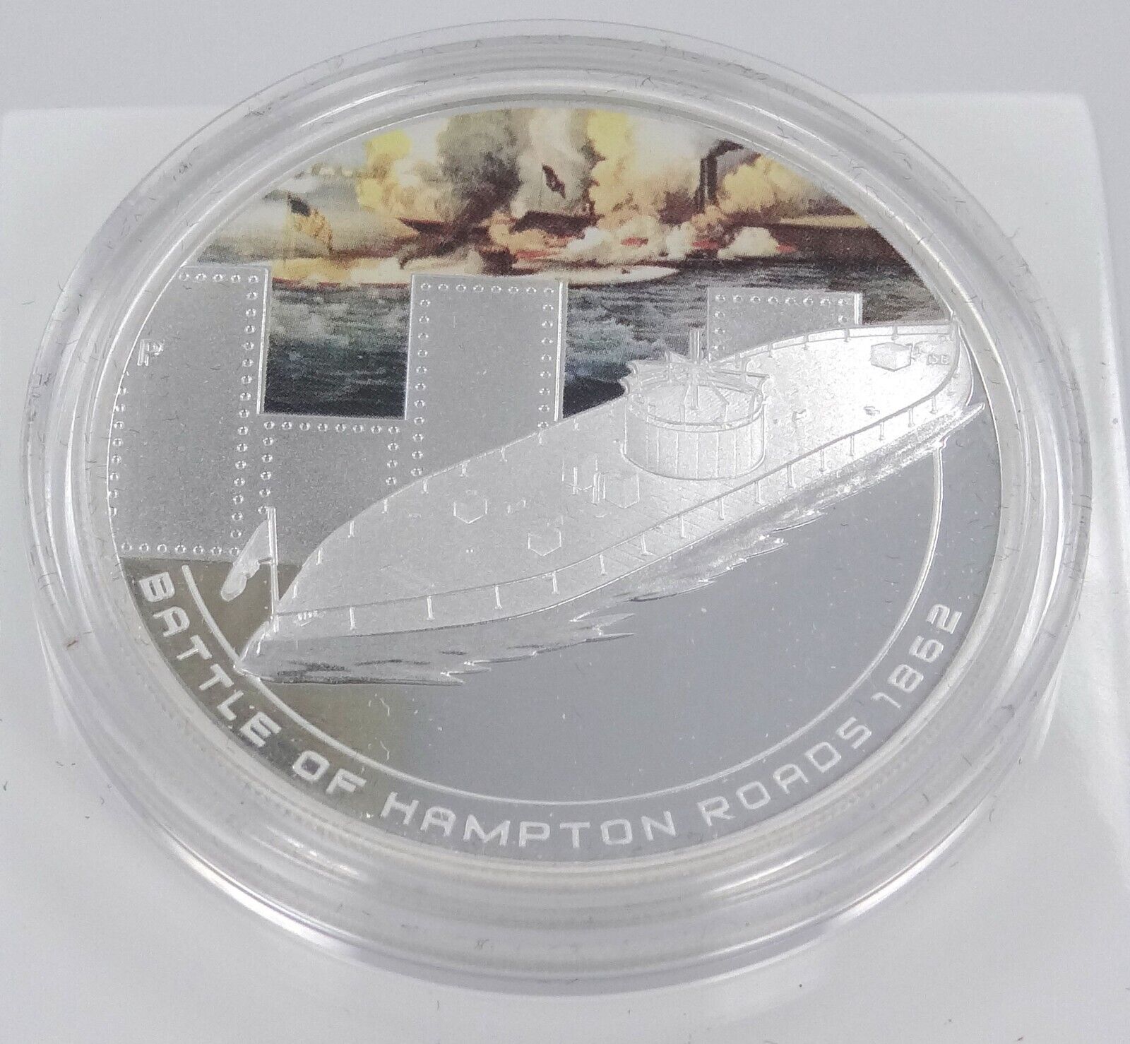 1 Oz Silver Coin 2010 $1 Cook Islands Famous Naval Battle of Hampton Roads 1862-classypw.com-2