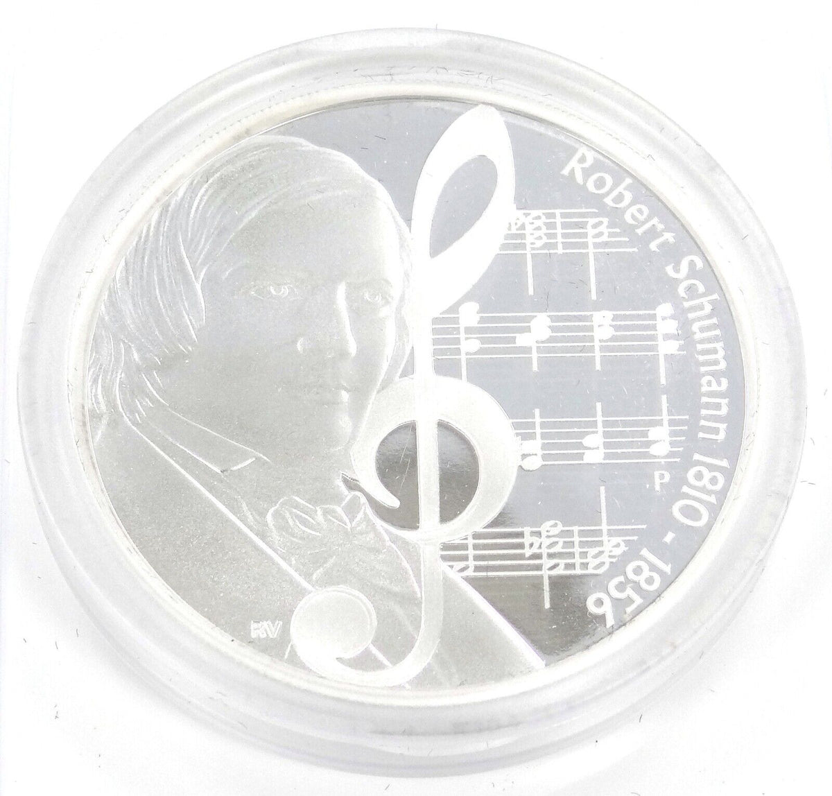 1 Oz Silver Coin 2010 $1 Tuvalu Great Composers Robert Shumann 1810-1856 Proof-classypw.com-2