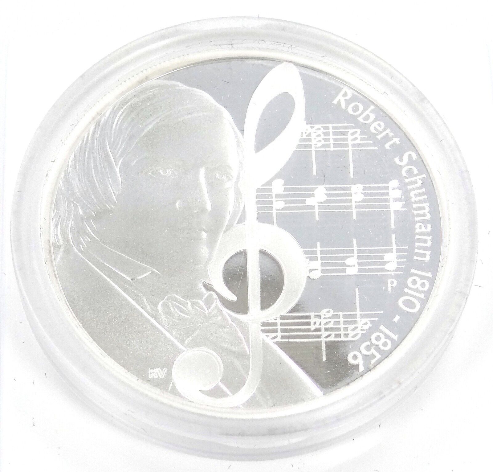 1 Oz Silver Coin 2010 $1 Tuvalu Great Composers Robert Shumann 1810-1856 Proof-classypw.com-2