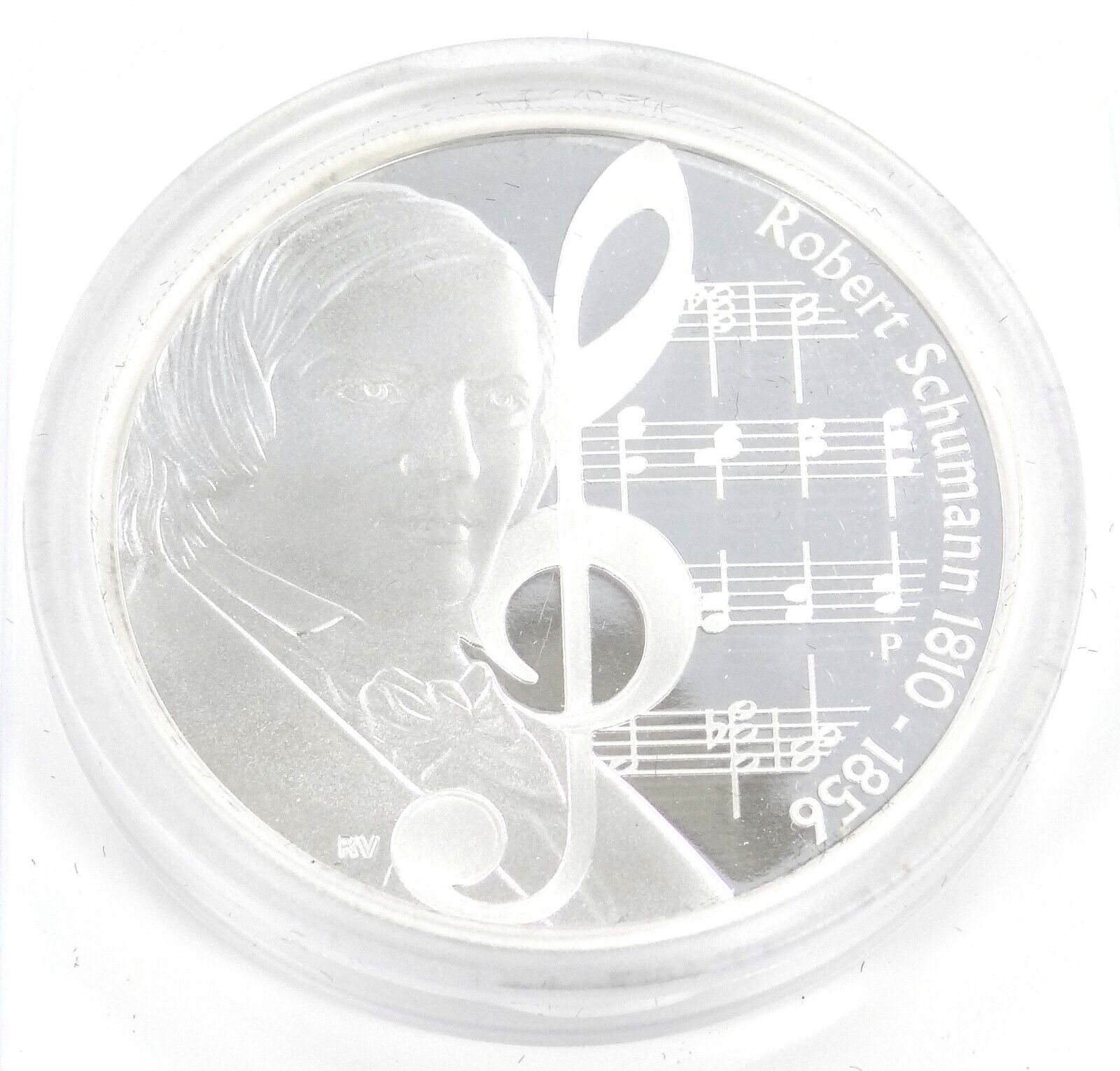1 Oz Silver Coin 2010 $1 Tuvalu Great Composers Robert Shumann 1810-1856 Proof-classypw.com-1