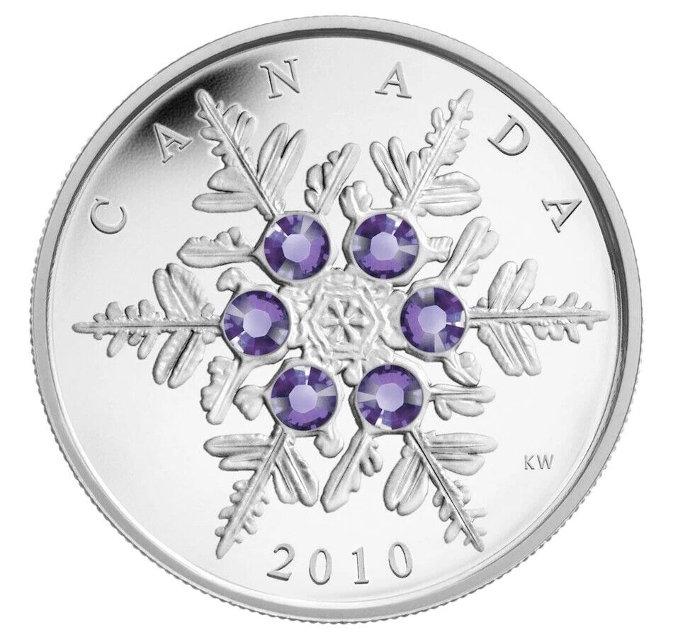 1 Oz Silver Coin 2010 $20 Canada Tanzanite Crystal Snowflake Swarovski-classypw.com-1
