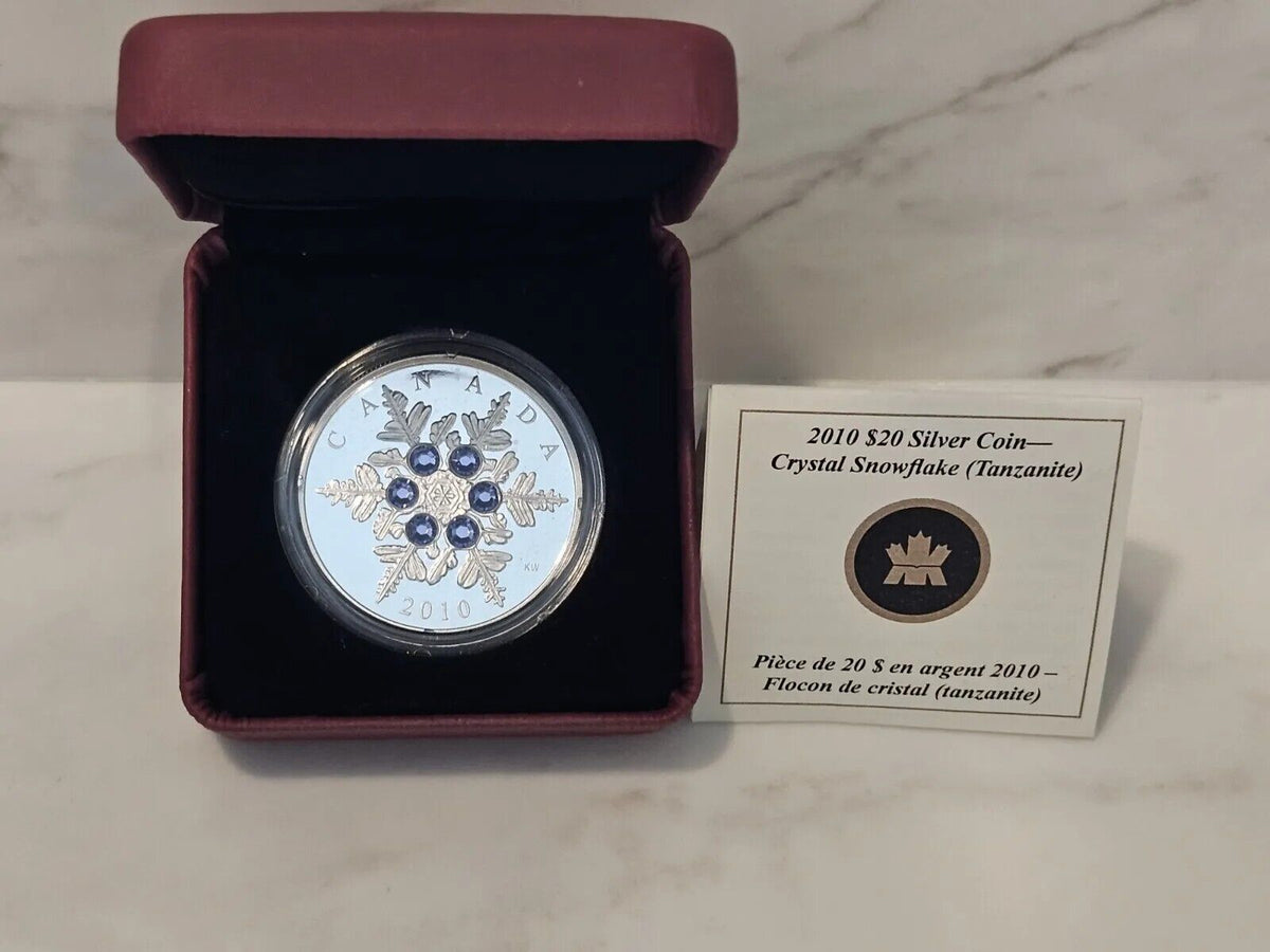 1 Oz Silver Coin 2010 $20 Canada Tanzanite Crystal Snowflake Swarovski-classypw.com-3