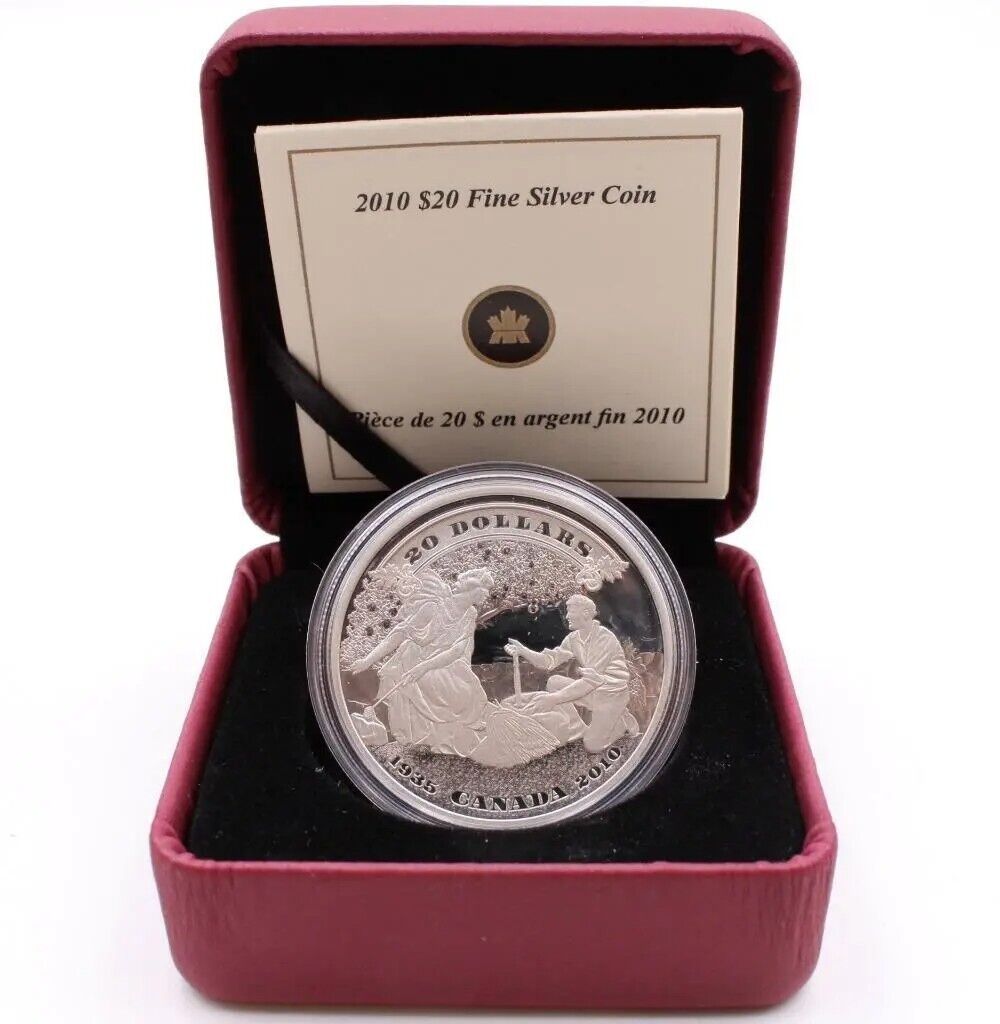 1 Oz Silver Coin 2010 Canada $20 Proof 75th Anniversary of the first Bank Notes-classypw.com-4
