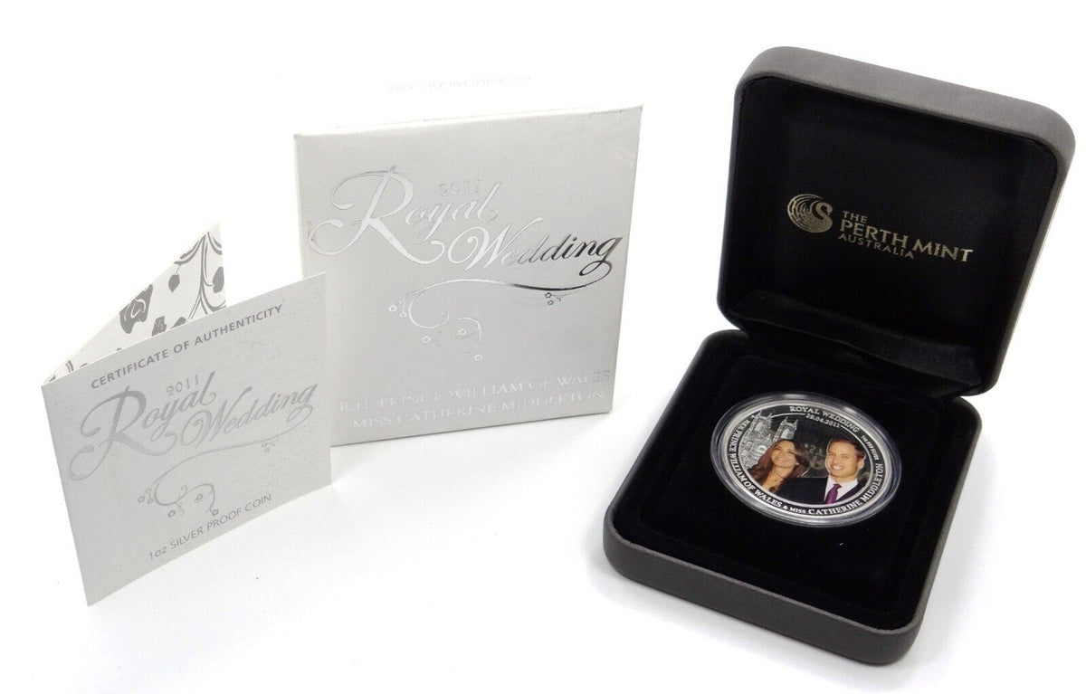 1 Oz Silver Coin 2011 $1 Australia Royal Wedding Prince William &amp; Kate Middleton-classypw.com-1
