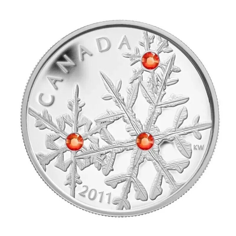 1 Oz Silver Coin 2011 Canada $20 Small Crystal Snowflake Hyacinth Swarovski-classypw.com-1