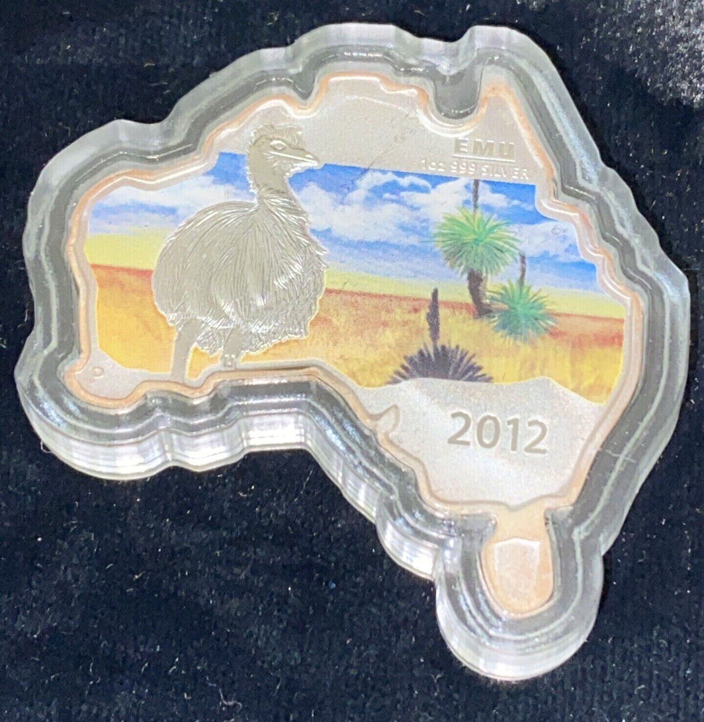 1 Oz Silver Coin 2012 $1 Australia Australian Map Shaped Coin - Emu-classypw.com-1