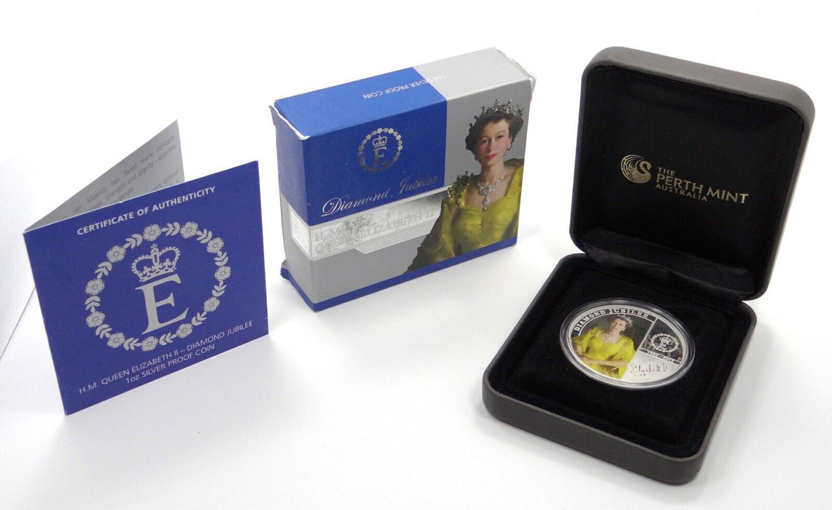1 Oz Silver Coin 2012 $1 Australia Diamond Jubilee Queen Elizabeth II 1952-2012-classypw.com-1