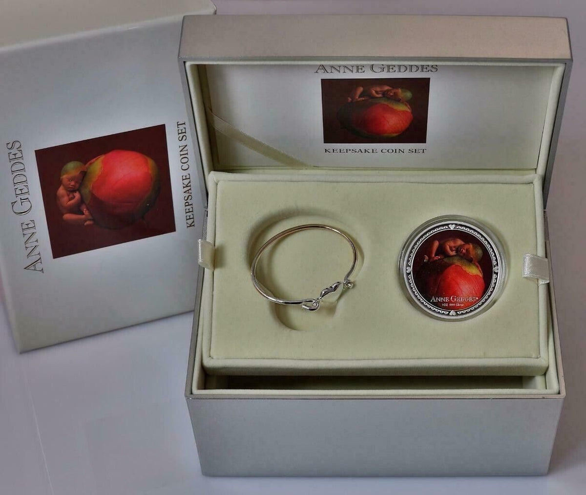 1 Oz Silver Coin 2012 $2 Niue Anne Geddes Girl Coin Set Baby Gift w/925 Bracelet-classypw.com-1