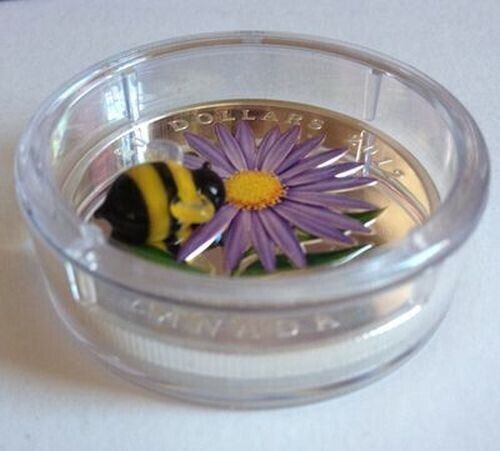 1 Oz Silver Coin 2012 $20 Canada Murano Italy Glass Aster with