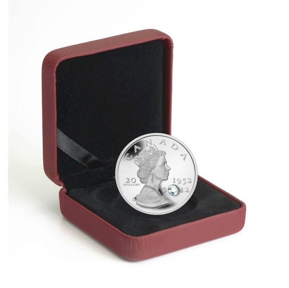 1 Oz Silver Coin 2012 Canada $20 The Queen's Diamond Jubilee Swarovski Crystal-classypw.com-3