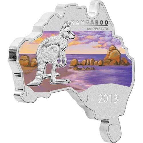 1 Oz Silver Coin 2013 $1 Australia Australian Map Shaped Coin - Kangaroo-classypw.com-4