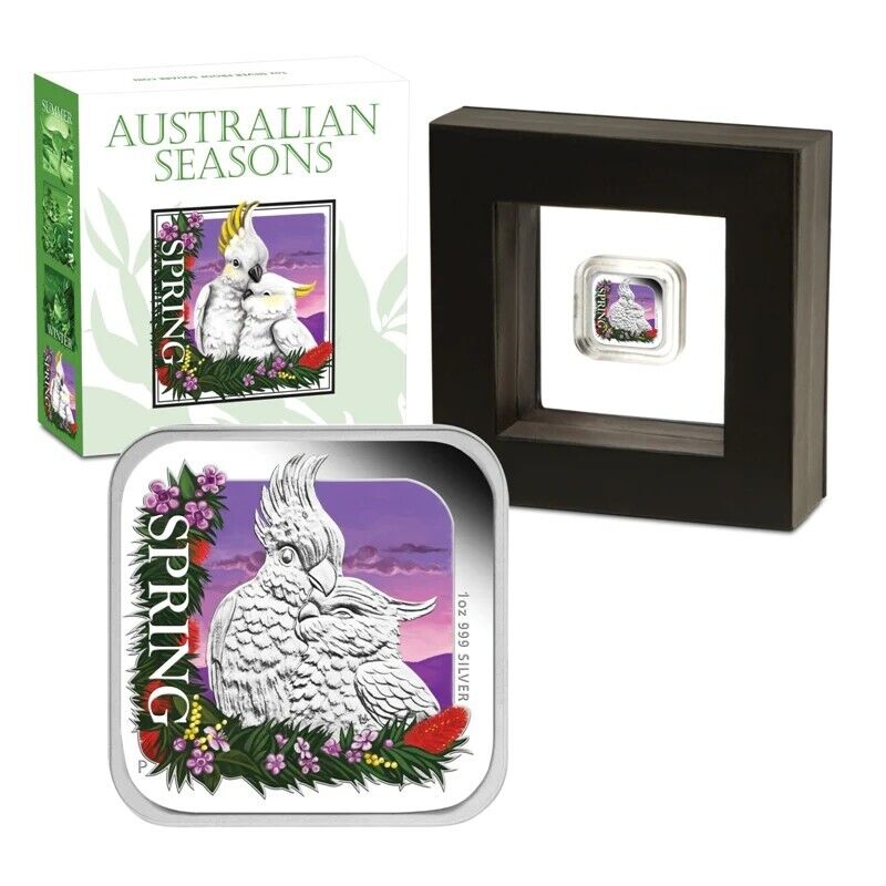 1 Oz Silver Coin 2013 $1 Australia Australian Seasons Spring Cockatoos Parrot