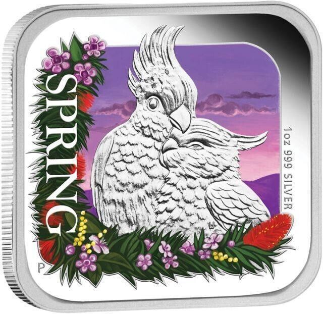 1 Oz Silver Coin 2013 $1 Australia Australian Seasons Spring Cockatoos Parrot