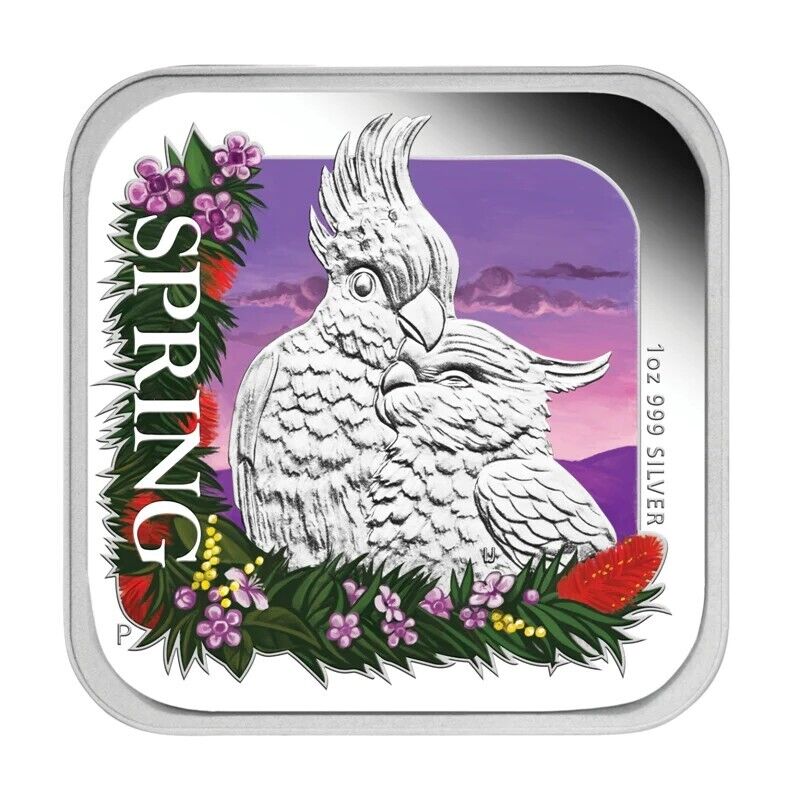 1 Oz Silver Coin 2013 $1 Australia Australian Seasons Spring Cockatoos Parrot