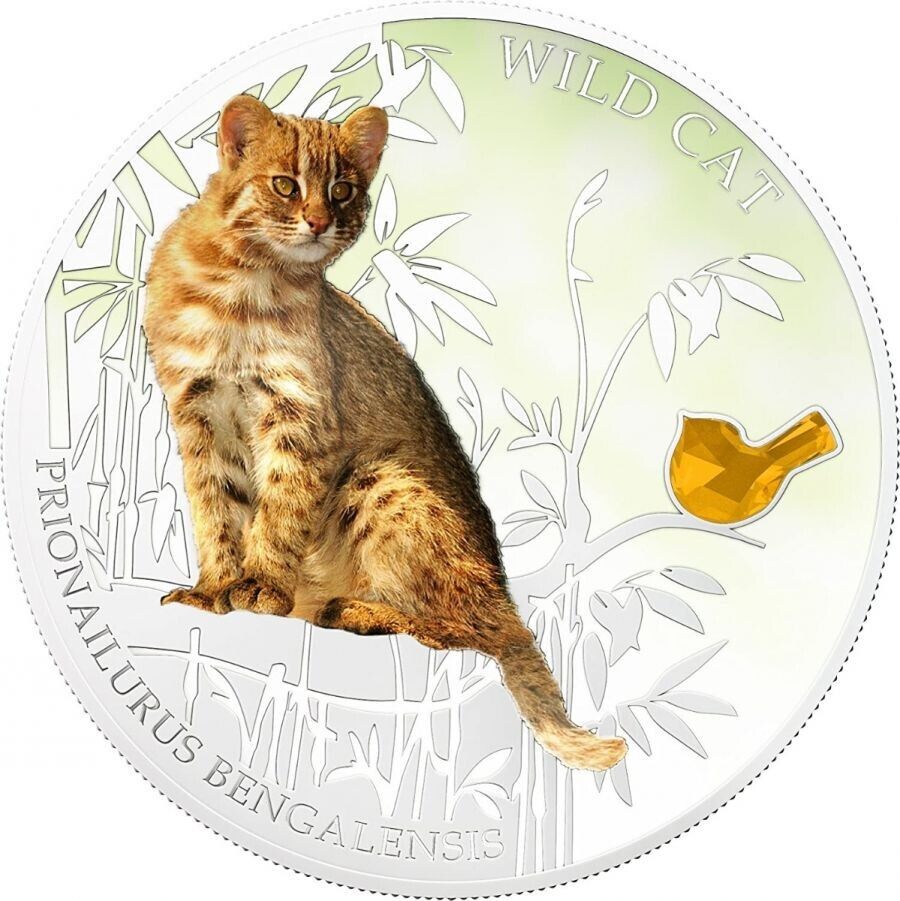 1 Oz Silver Coin 2013 $2 Fiji Dogs &amp; Cats Cat w/stone - Prionailurus Bengalensis-classypw.com-1
