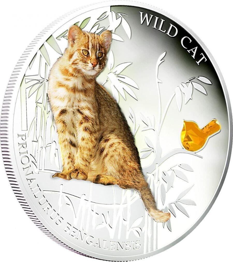1 Oz Silver Coin 2013 $2 Fiji Dogs & Cats Cat w/stone - Prionailurus Bengalensis-classypw.com-2