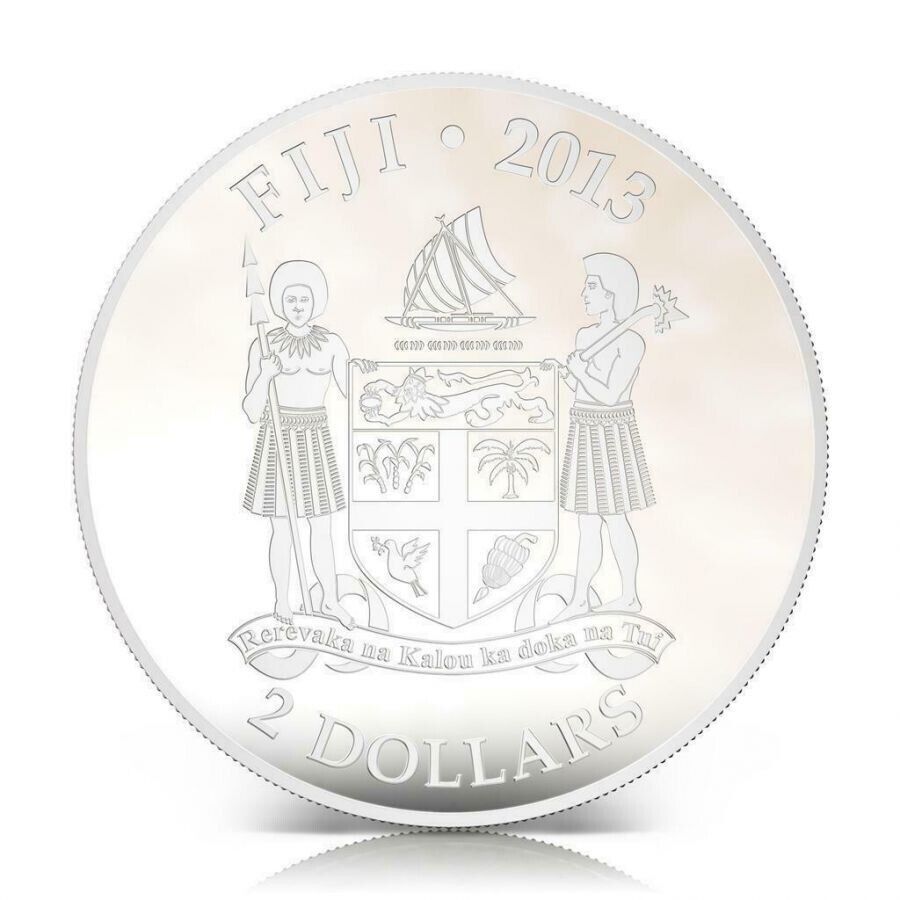 1 Oz Silver Coin 2013 $2 Fiji Dogs & Cats Fluffy Cat w/stone - Birman-classypw.com-3