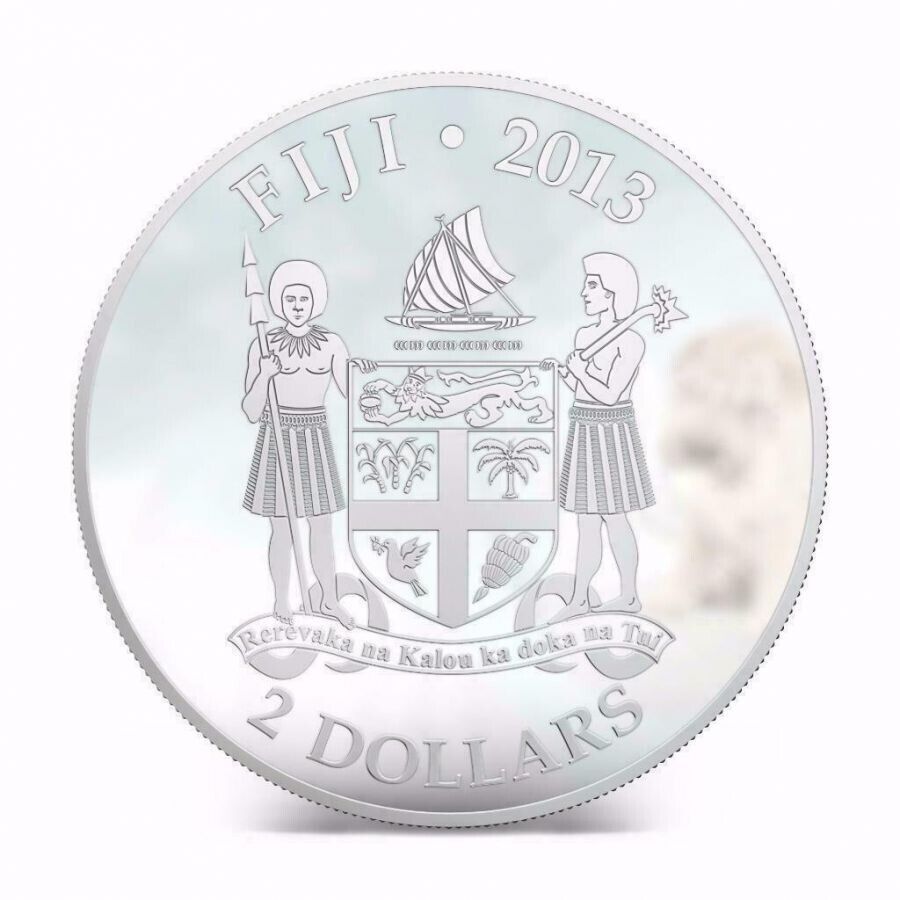1 Oz Silver Coin 2013 $2 Fiji Dogs &amp; Cats - Great Protector w/ stone - Shar Pei-classypw.com-4