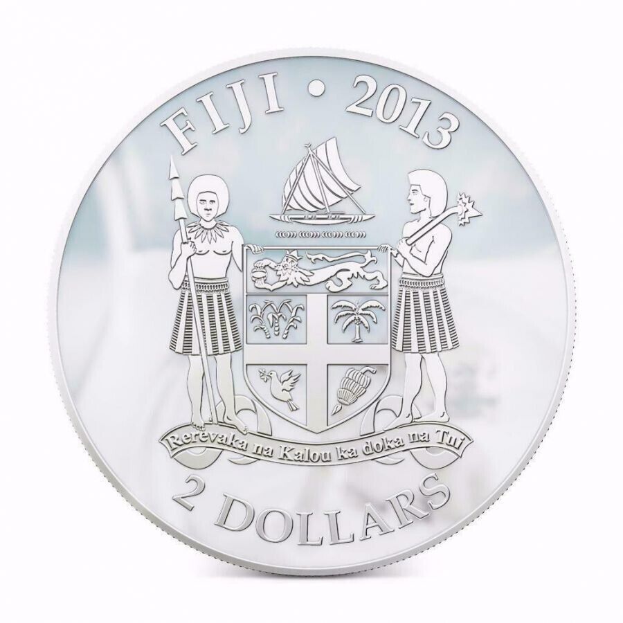 1 Oz Silver Coin 2013 $2 Fiji Dogs &amp; Cats - My Great Protector w/ stone - Boxer-classypw.com-5