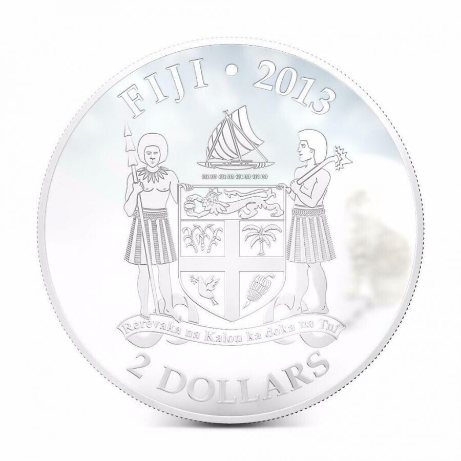 1 Oz Silver Coin 2013 $2 Fiji Dogs &amp; Cats - Super Cat with stone - Bengal-classypw.com-4