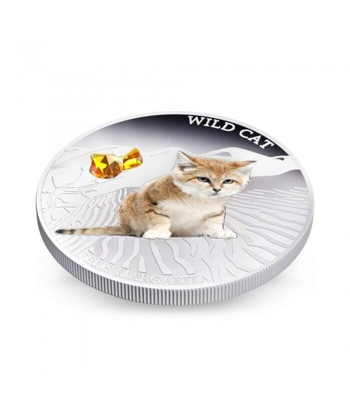 1 Oz Silver Coin 2013 $2 Fiji Dogs &amp; Cats - Wild Cat w/ stone - Felis Margarita-classypw.com-4