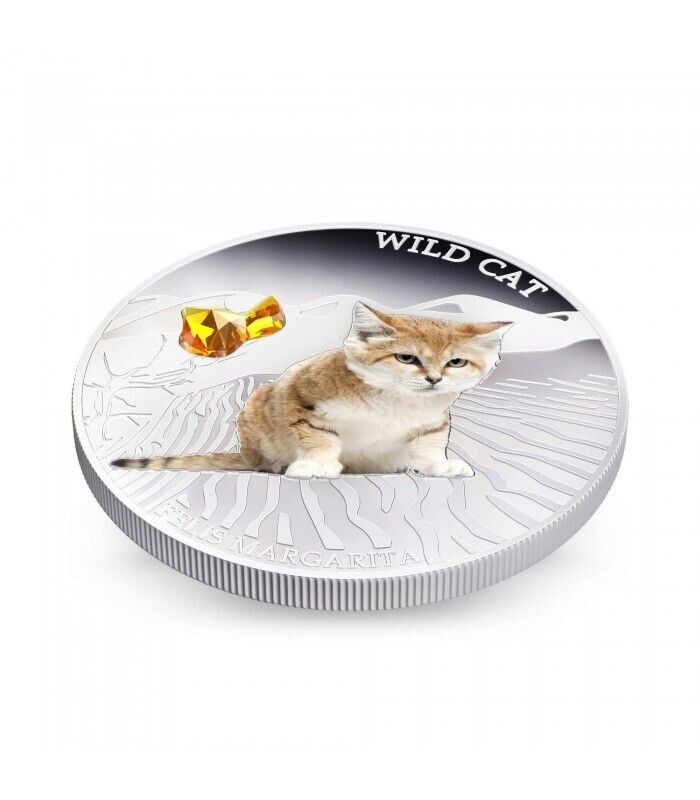 1 Oz Silver Coin 2013 $2 Fiji Dogs & Cats - Wild Cat w/ stone - Felis Margarita-classypw.com-4