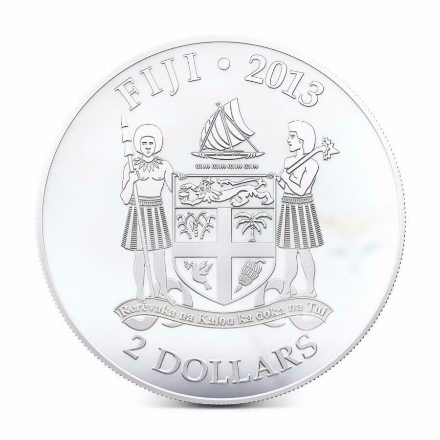 1 Oz Silver Coin 2013 $2 Fiji Dogs &amp; Cats - Wild Cat w/ stone - Felis Margarita-classypw.com-5