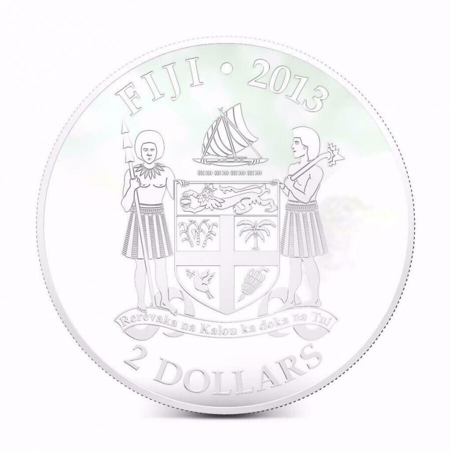 1 Oz Silver Coin 2013 $2 Fiji Dogs &amp; Cats - Wild Cat w/ stone - Leopardus Wiedi-classypw.com-4