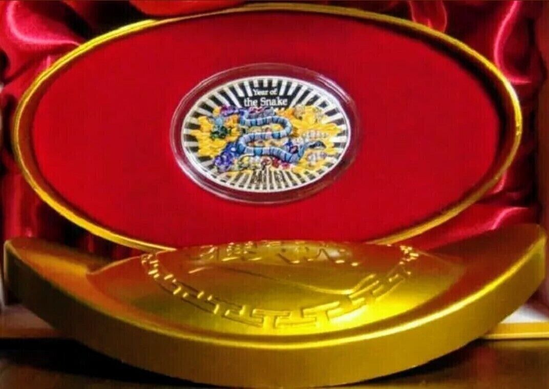 1 Oz Silver Coin 2013 $2 Niue Year of the Snake Lucky Oval with Case and Box-classypw.com-5