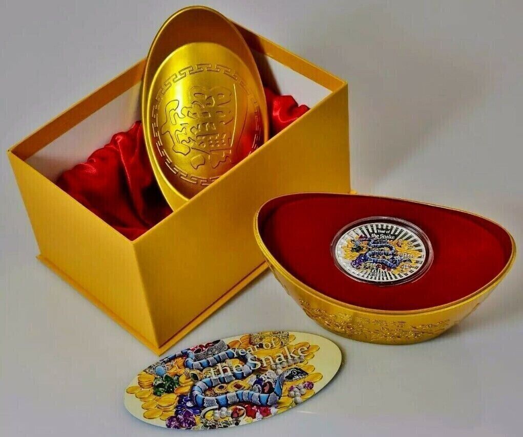 1 Oz Silver Coin 2013 $2 Niue Year of the Snake Lucky Oval with Case and Box-classypw.com-6