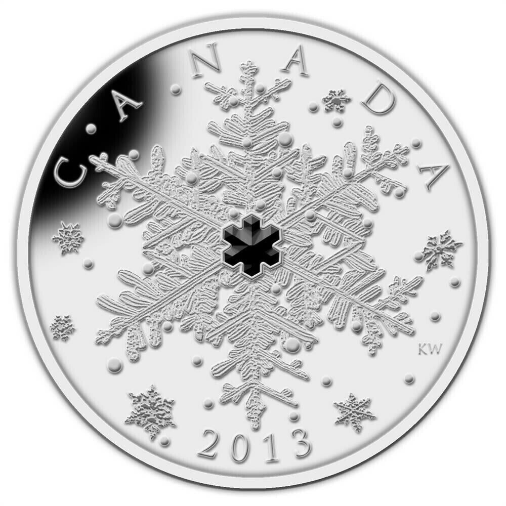 1 Oz Silver Coin 2013 $20 Canada Winter Snowflake Black Swarovski Crystal-classypw.com-1