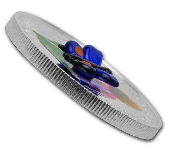 1 Oz Silver Coin 2013 Canada Glass Purple Coneflower & Eastern Tailed Butterfly-classypw.com-4