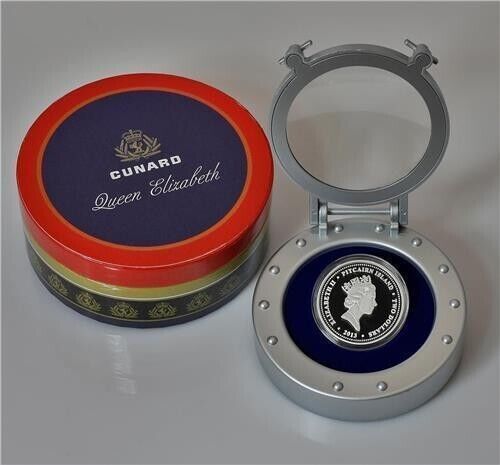 1 Oz Silver Coin 2013 Pitcairn Island $2 Cunard Lines - Queen Elizabeth Compass-classypw.com-4