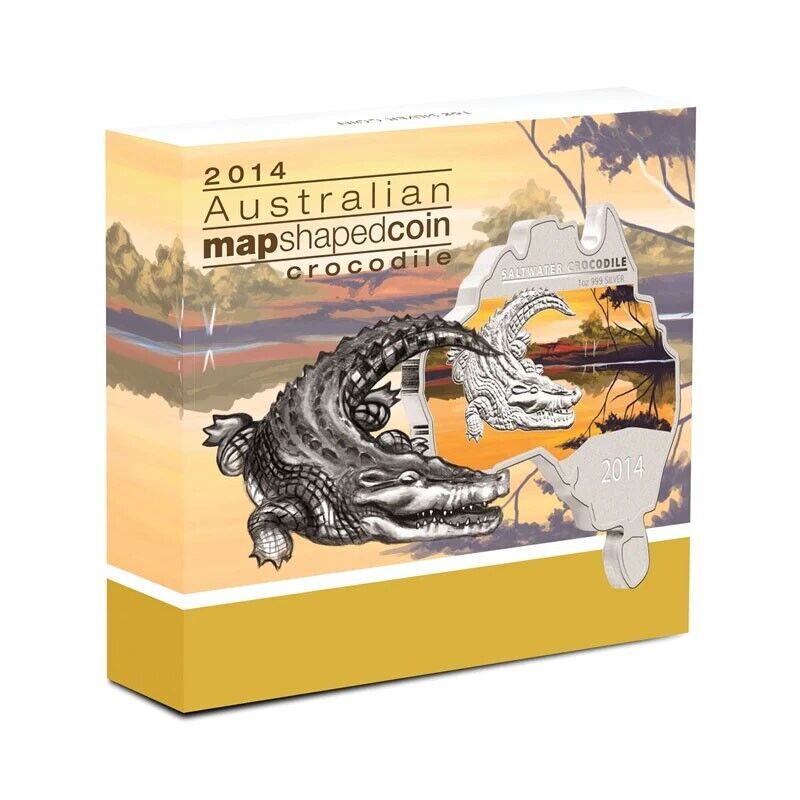 1 Oz Silver Coin 2014 $1 Australia Australian Map Shaped Coin - Crocodile-classypw.com-4