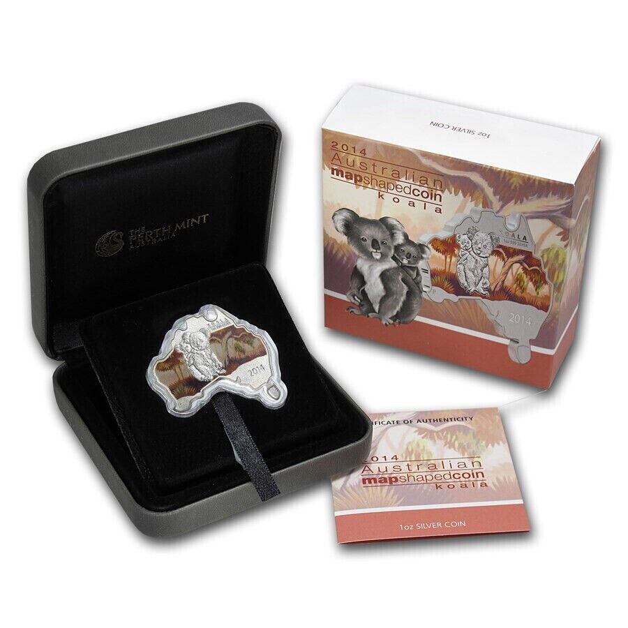 1 Oz Silver Coin 2014 $1 Australia Australian Map Shaped Coin - Koala-classypw.com-3