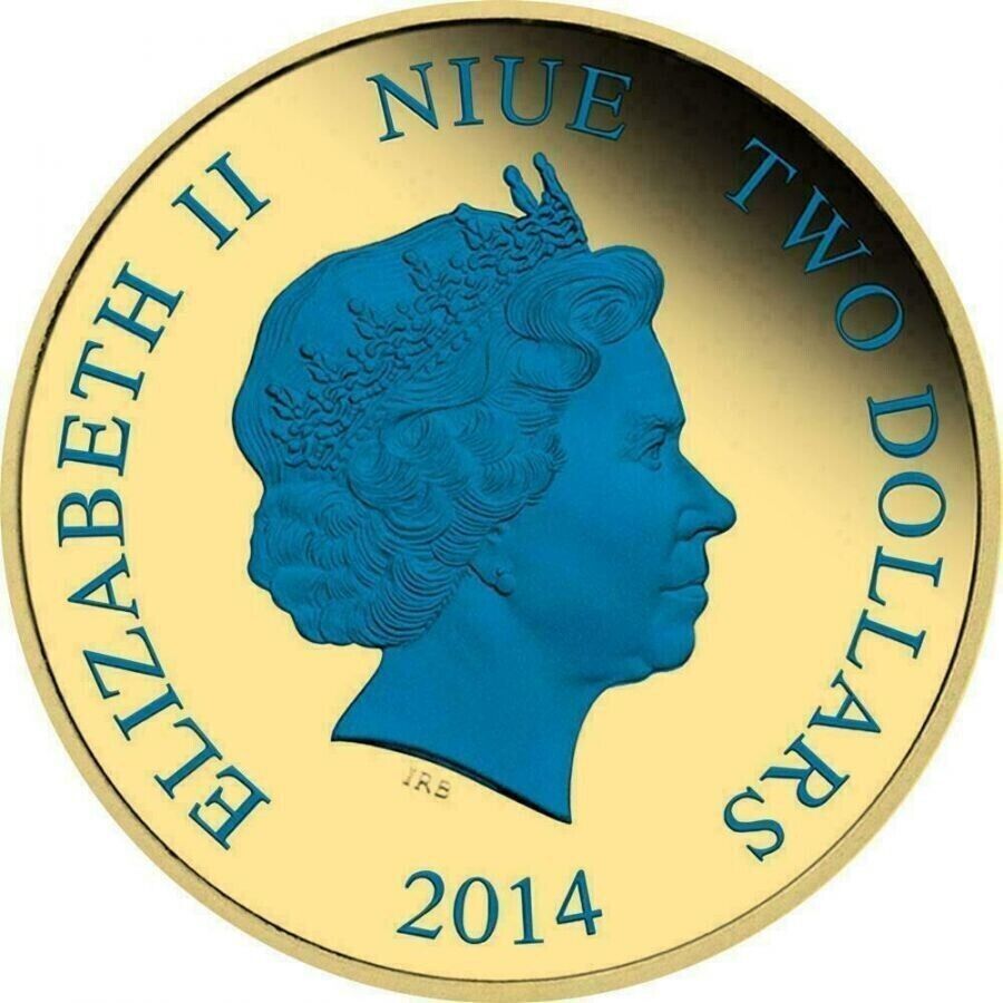 1 Oz Silver Coin 2014 $2 Disney Donald Duck 80th Anniversary Yellow Gilded Gold-classypw.com-2