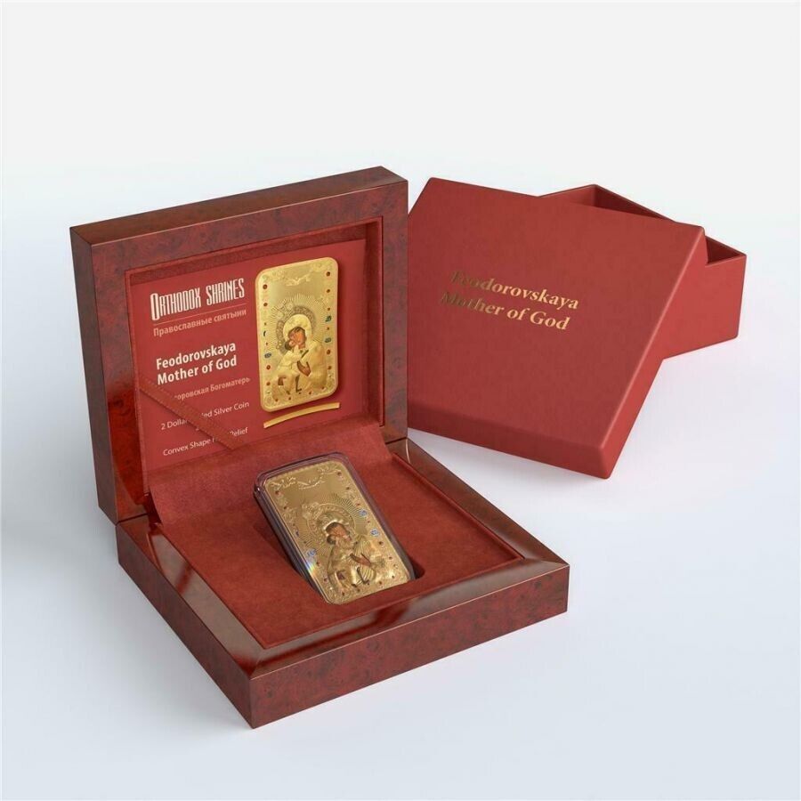 1 Oz Silver Coin 2014 $2 Orthodox Shrines - Feodorovskaya Mother of God - Gilded-classypw.com-2