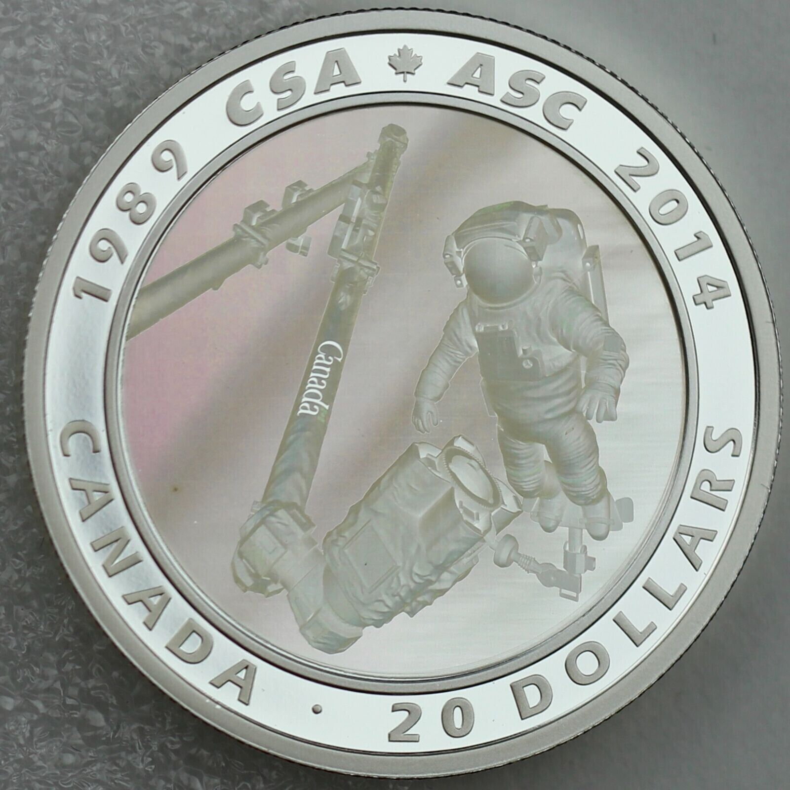 1 Oz Silver Coin 2014 $20 Canada 25th Anniversary Canadian Space Agency Hologram-classypw.com-4