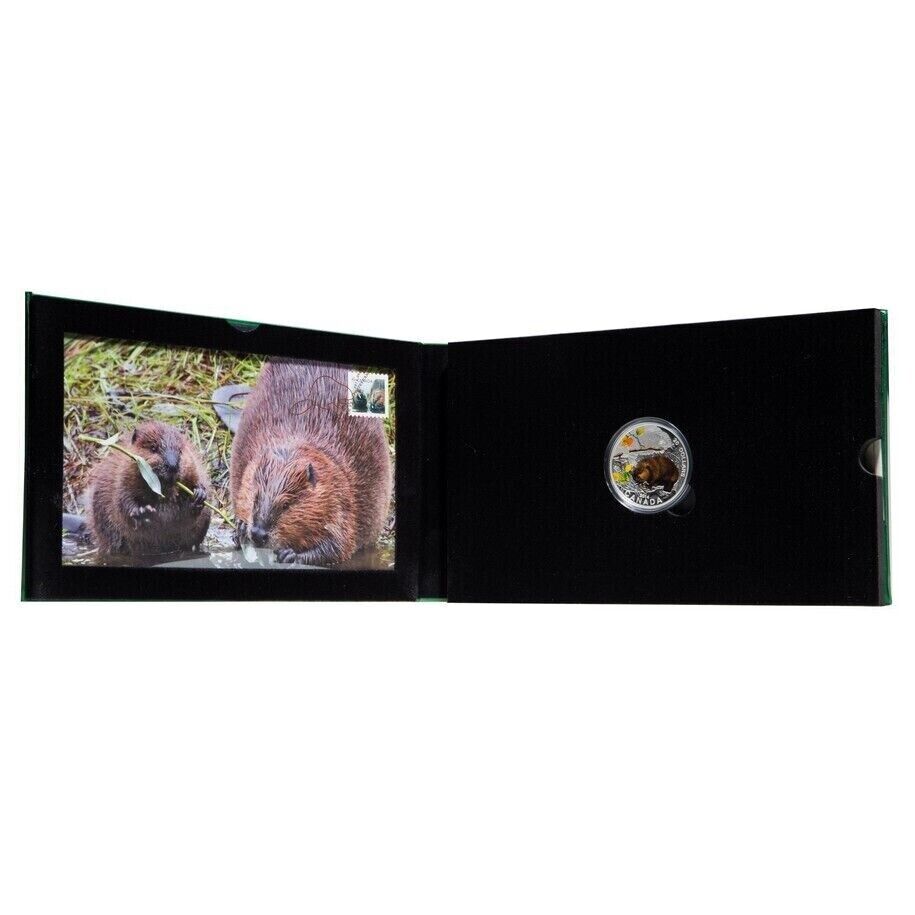 1 Oz Silver Coin 2014 $20 Canada Baby Animals : Beaver Coin & Stamp Set-classypw.com-3