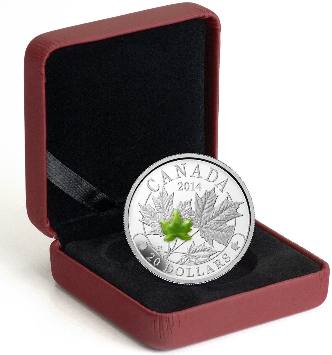 1 Oz Silver Coin 2016 $20 Canada Majestic Maple Leaves with Green Jade Stone-classypw.com-4