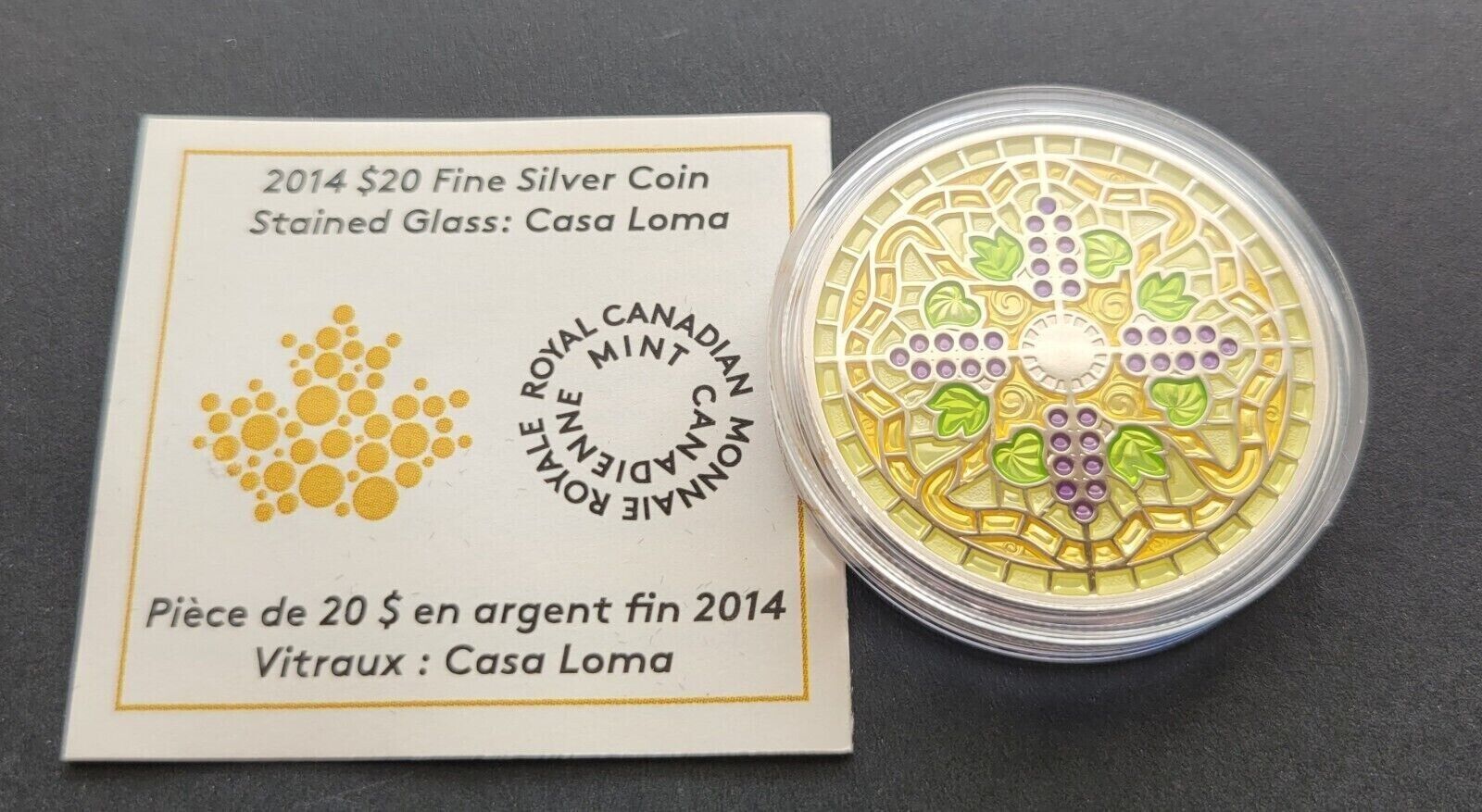 1 Oz Silver Coin 2014 $20 Canada Stained Glass: Casa Loma Enamel Cross-classypw.com-7