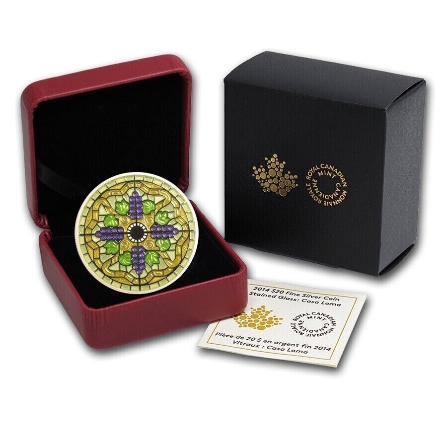 1 Oz Silver Coin 2014 $20 Canada Stained Glass: Casa Loma Enamel Cross-classypw.com-8