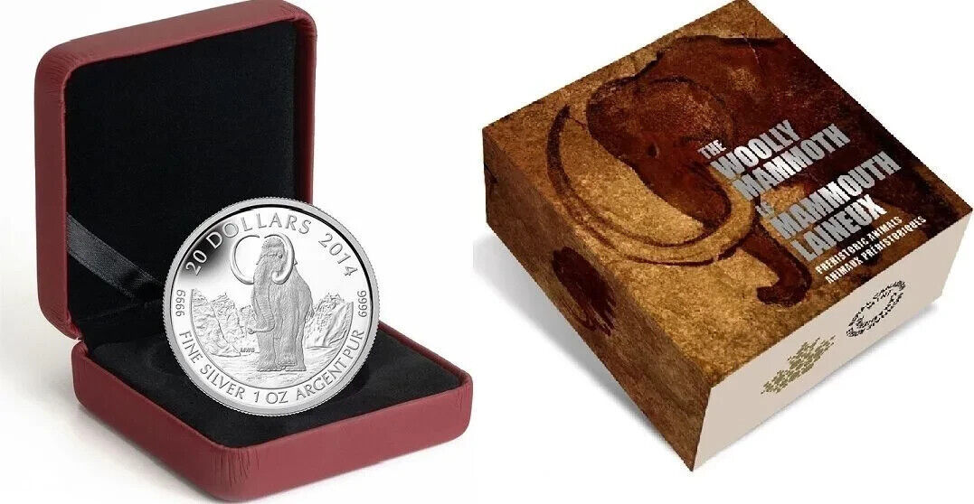 1 Oz Silver Coin 2014 $20 Proof Prehistoric Animals: The Woolly Mammoth-classypw.com-1