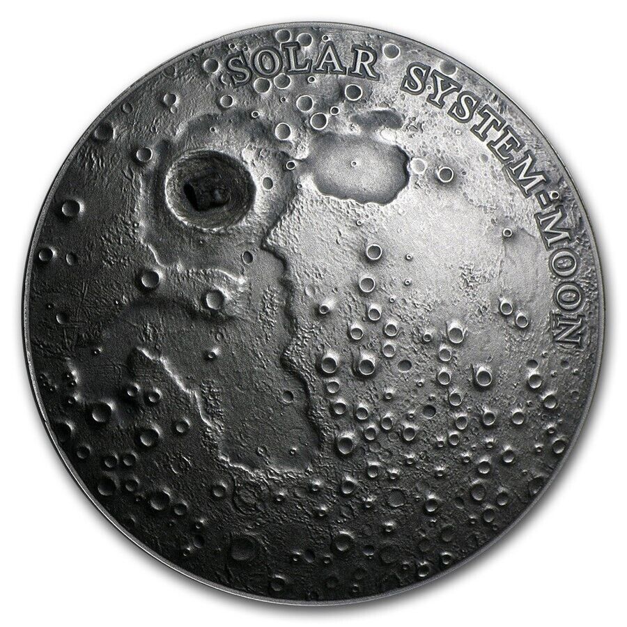 1 Oz Silver Coin 2015 $1 Niue Solar System Moon NWA 8609 Meteorite Box & COA-classypw.com-2