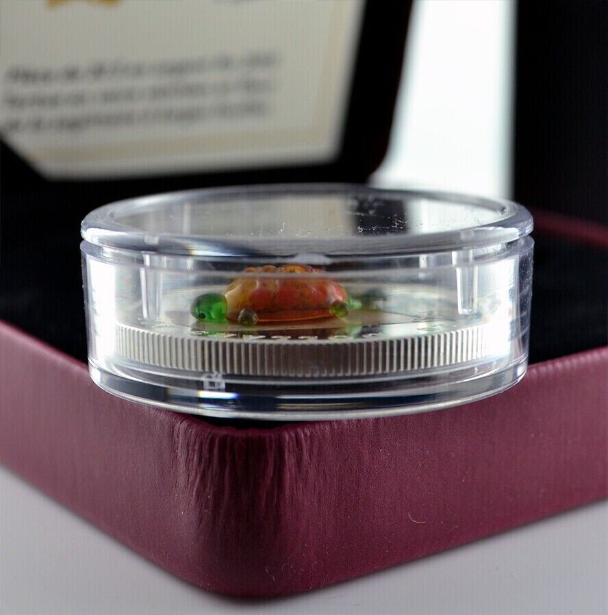 1 Oz Silver Coin 2015 $20 Canada Murano Glass Turtle Broadleaf Arrowhead Flower-classypw.com-5