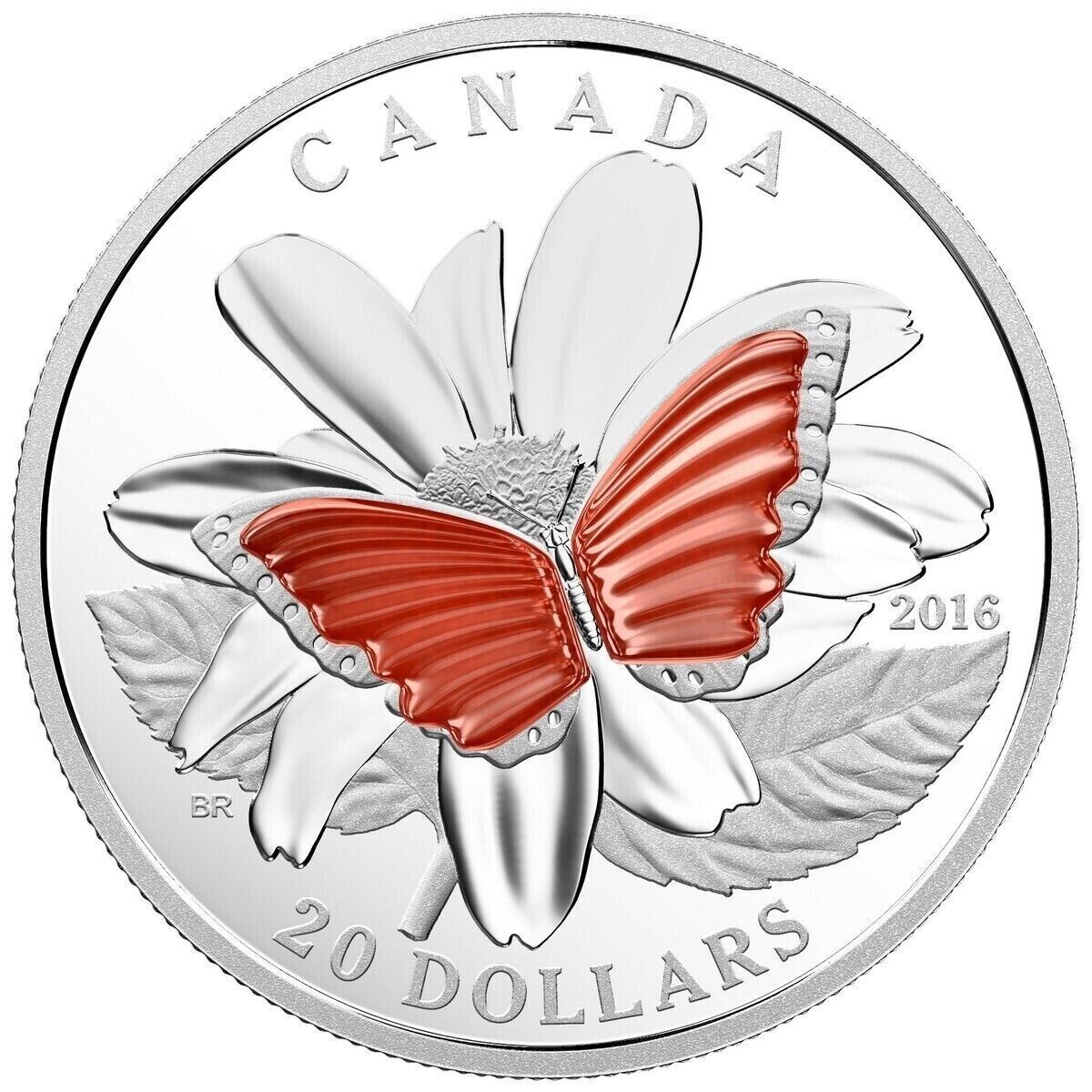 1 Oz Silver Coin 2016 $20 Canada Agate Stone The Colourful Wings of a Butterfly-classypw.com-1
