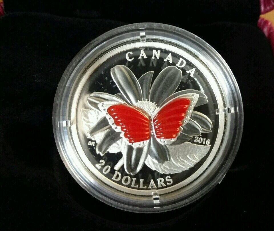 1 Oz Silver Coin 2016 $20 Canada Agate Stone The Colourful Wings of a Butterfly-classypw.com-4
