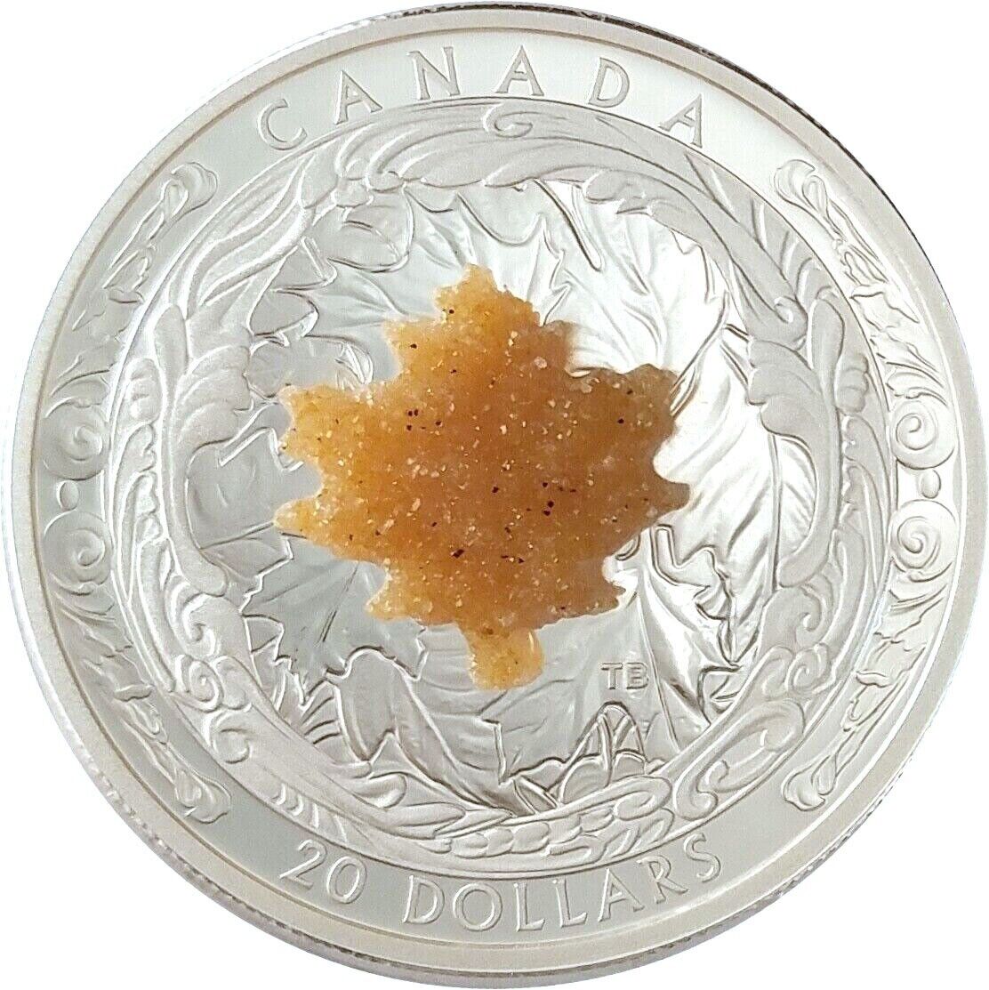 1 Oz Silver Coin 2016 $20 Canada Majestic Maple Leaves with Drusy Stone-classypw.com-3