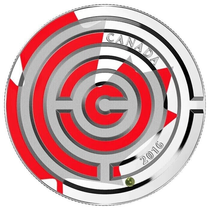 1 Oz Silver Coin 2016 $20 Canada Maple Leaf Maze Puzzle Red Maple Leaf Color-classypw.com-1